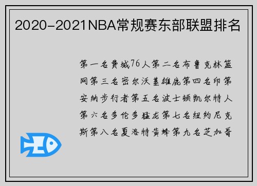 2020-2021NBA常规赛东部联盟排名